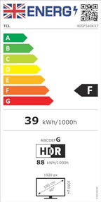 TCL 40SF540K 40-inch FHD Smart Television - HDR & HLG-Dolby Audio-DTS