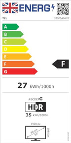 TCL 32SF540K 32-inch FHD Smart Television - HDR & HLG-Dolby Audio-DTS