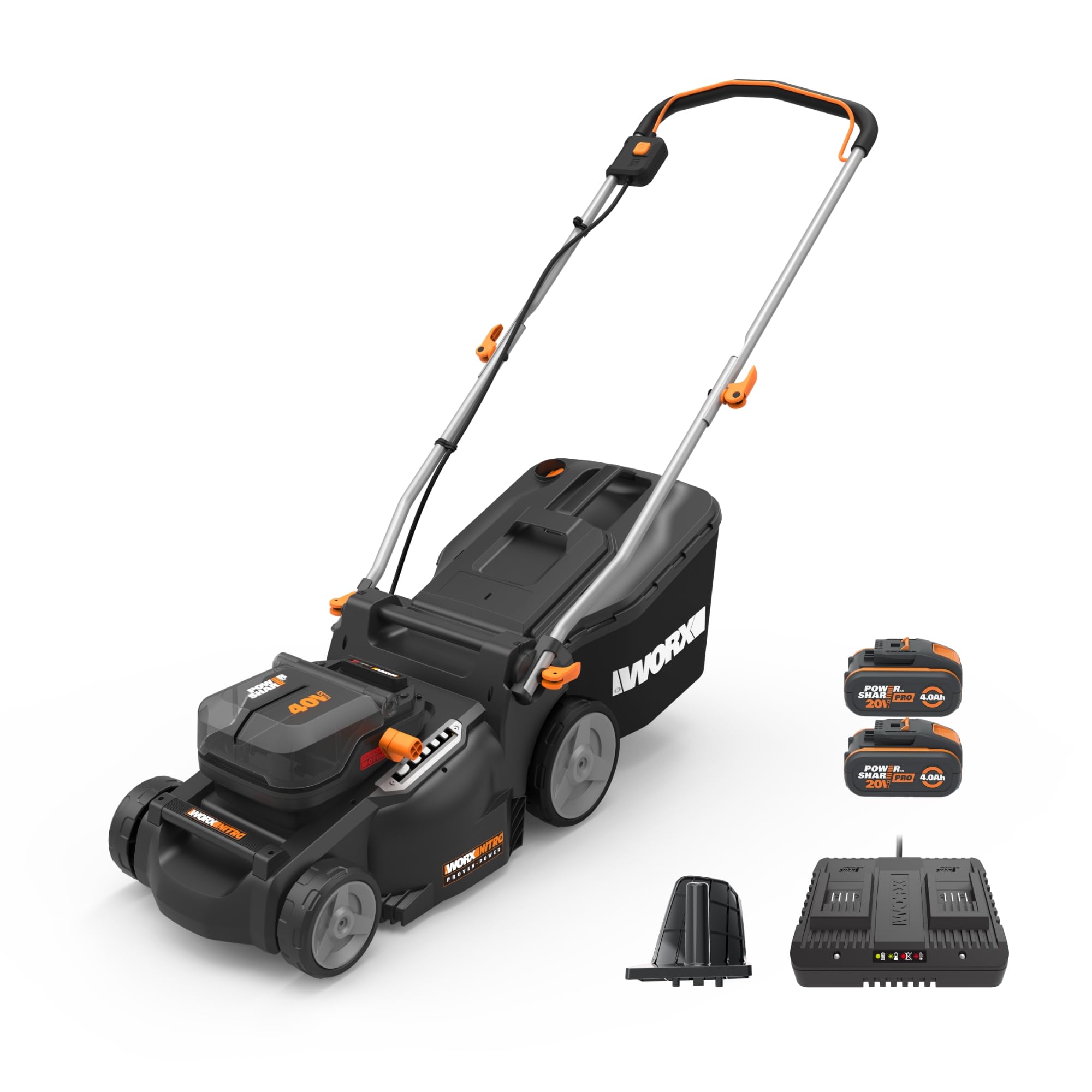 Worx WG737E 40V 37cm Cordless Lawnmower – Ideal for Medium to Large Gardens (300-550㎡)