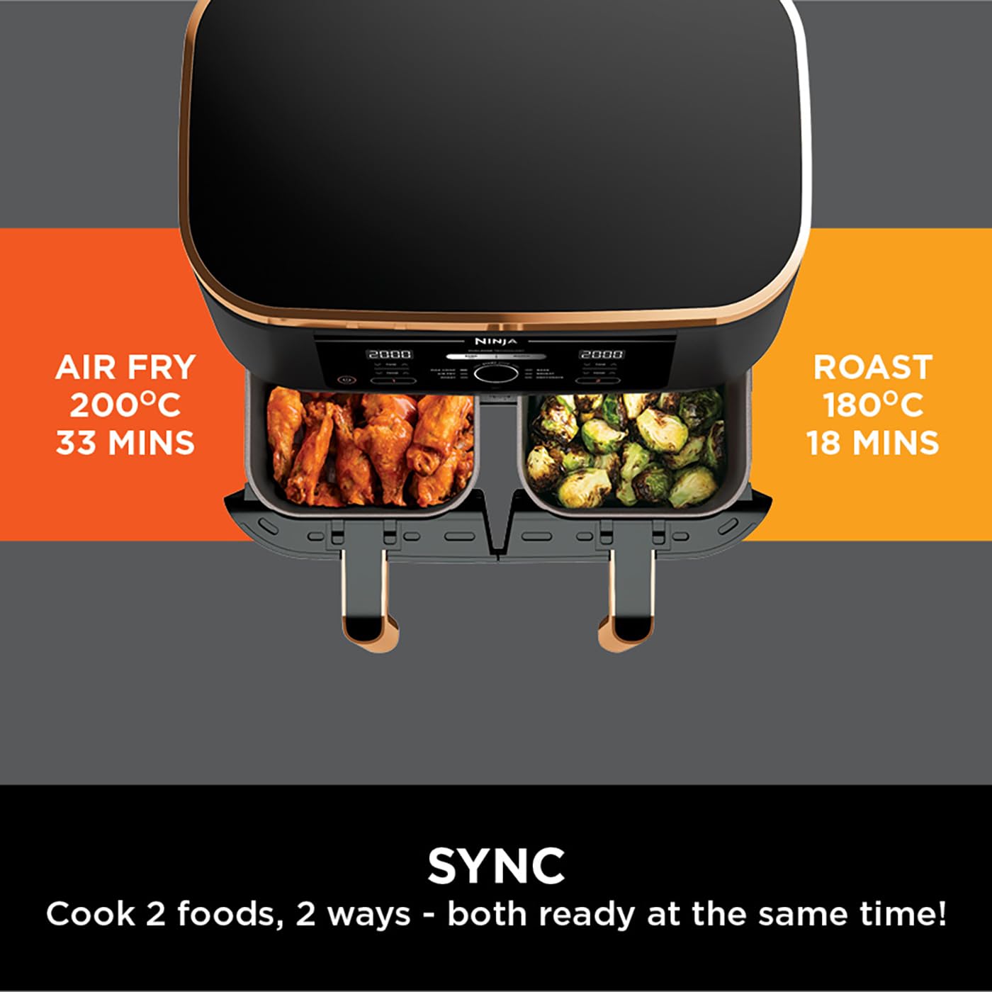 Ninja Foodi MAX Dual Zone Air Fryer, Amazon Exclusive, Tongs, 2 Drawers, 9.5L