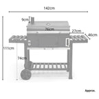 CosmoGrill Outdoor XXL Smoker Barbecue Charcoal Portable BBQ Grill | Lid Cover