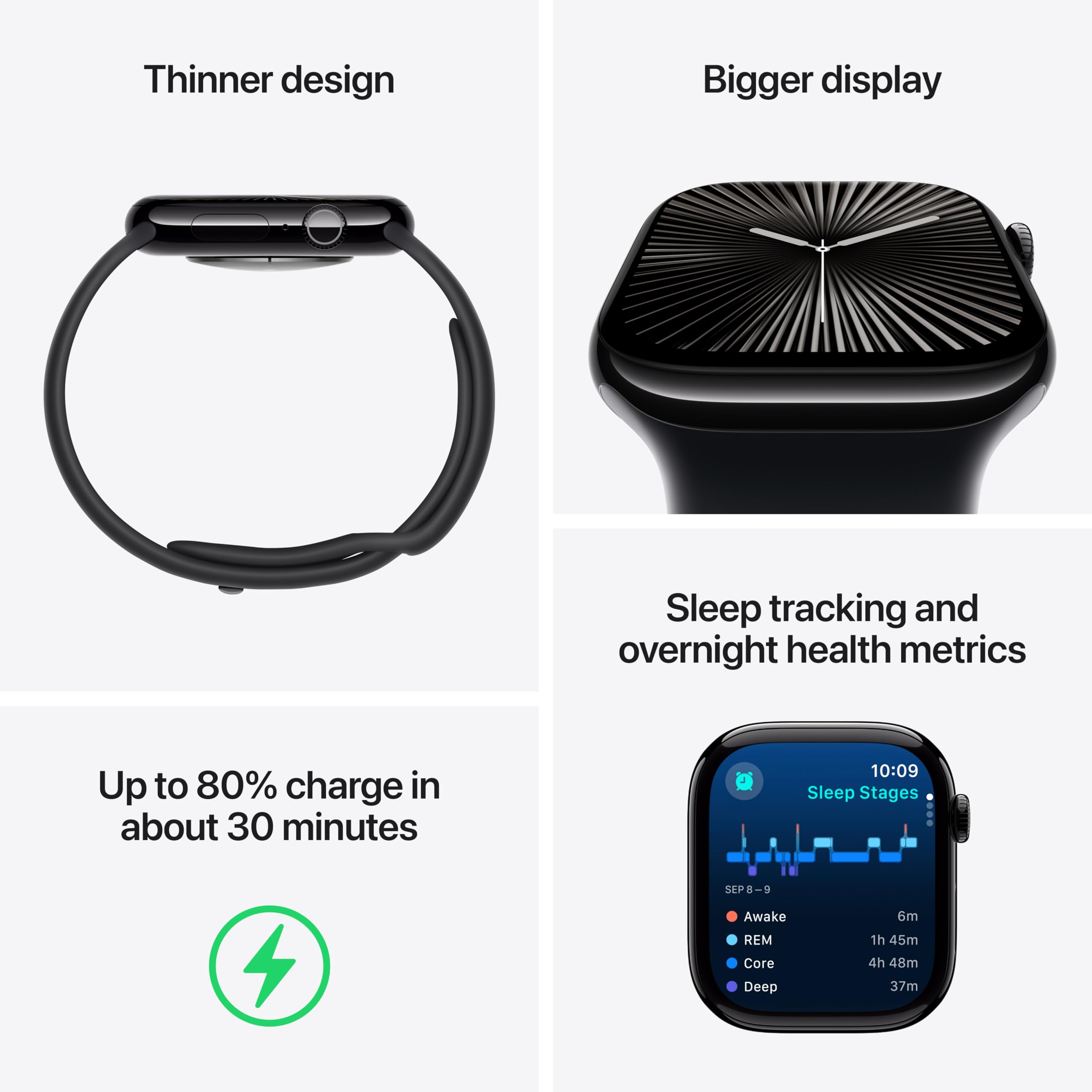 Apple Watch Series 10 GPS 46 mm Smartwatch with Jet Black Aluminium Case