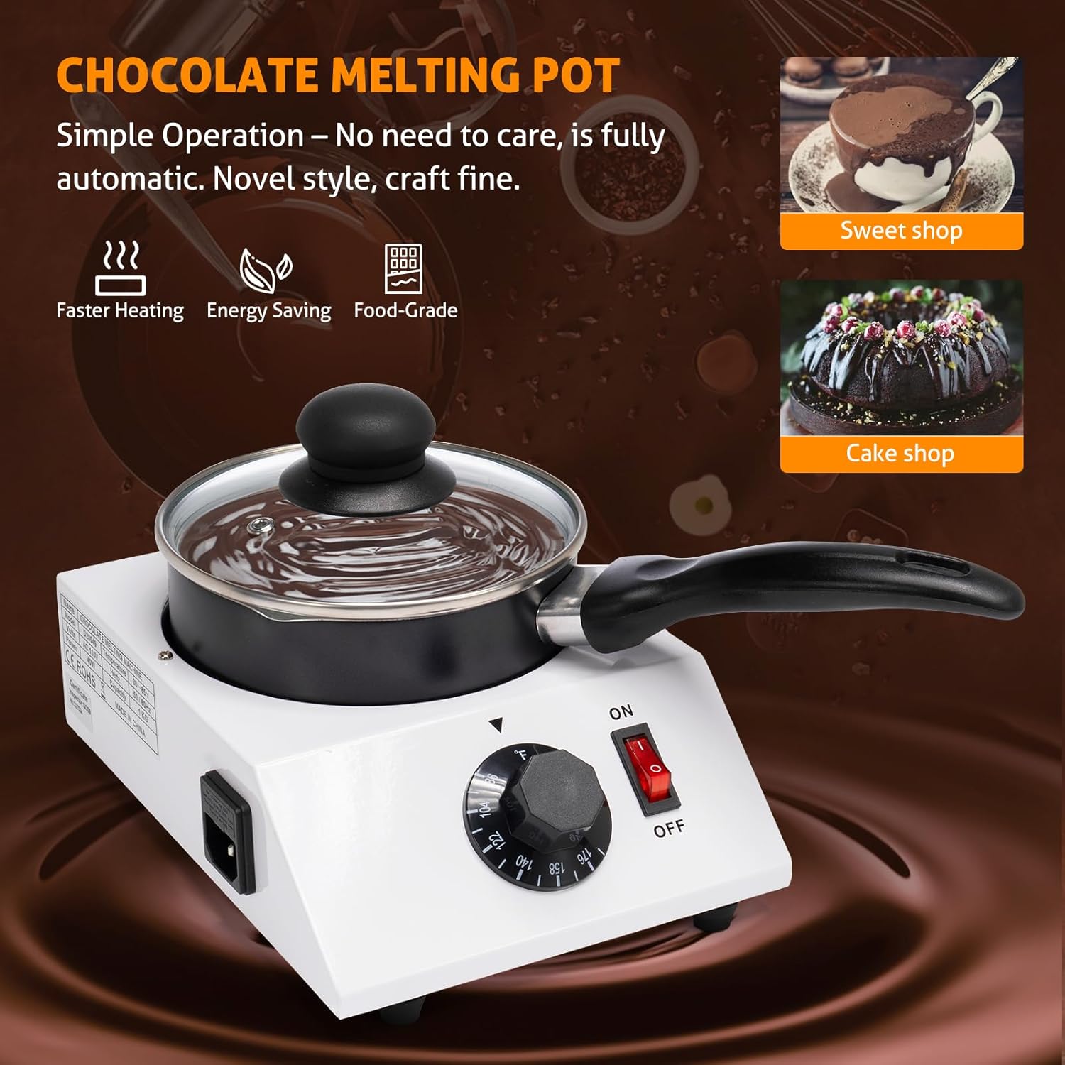 WICHEMI Chocolate Melting Pot Chocolate Tempering