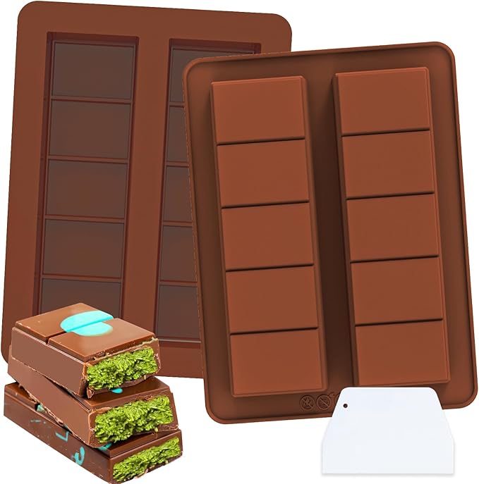 Small Dubai Deep Chocolate Bar Molds 2 Pack Deep with Scraper