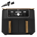 Ninja Foodi MAX Dual Zone Air Fryer, Amazon Exclusive, Tongs, 2 Drawers, 9.5L