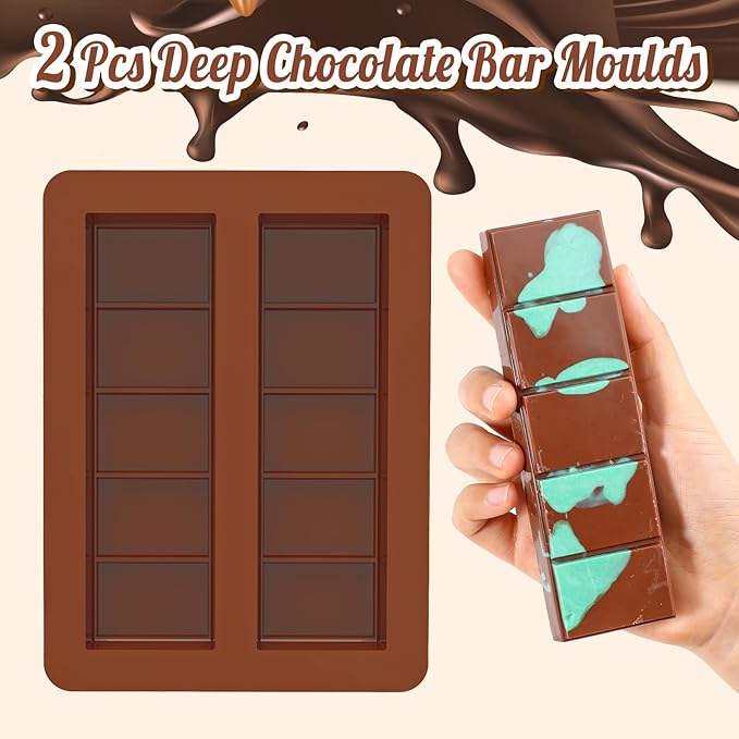 Small Dubai Deep Chocolate Bar Molds 2 Pack Deep with Scraper