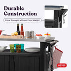 Keter Unity XL Portable Outdoor Table and Storage Cabinet with Hooks for Grill Accessories-Stainless Steel Top