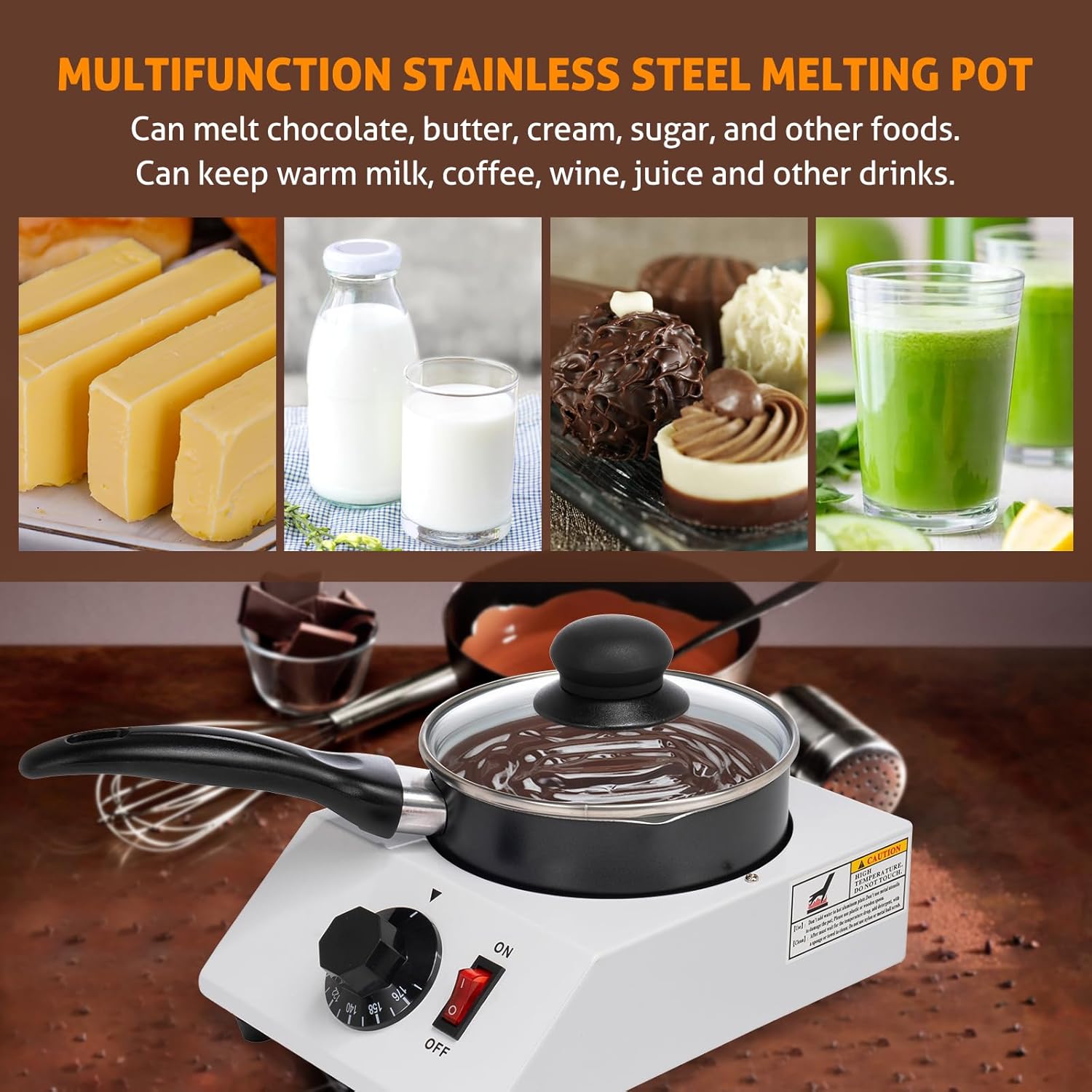 WICHEMI Chocolate Melting Pot Chocolate Tempering