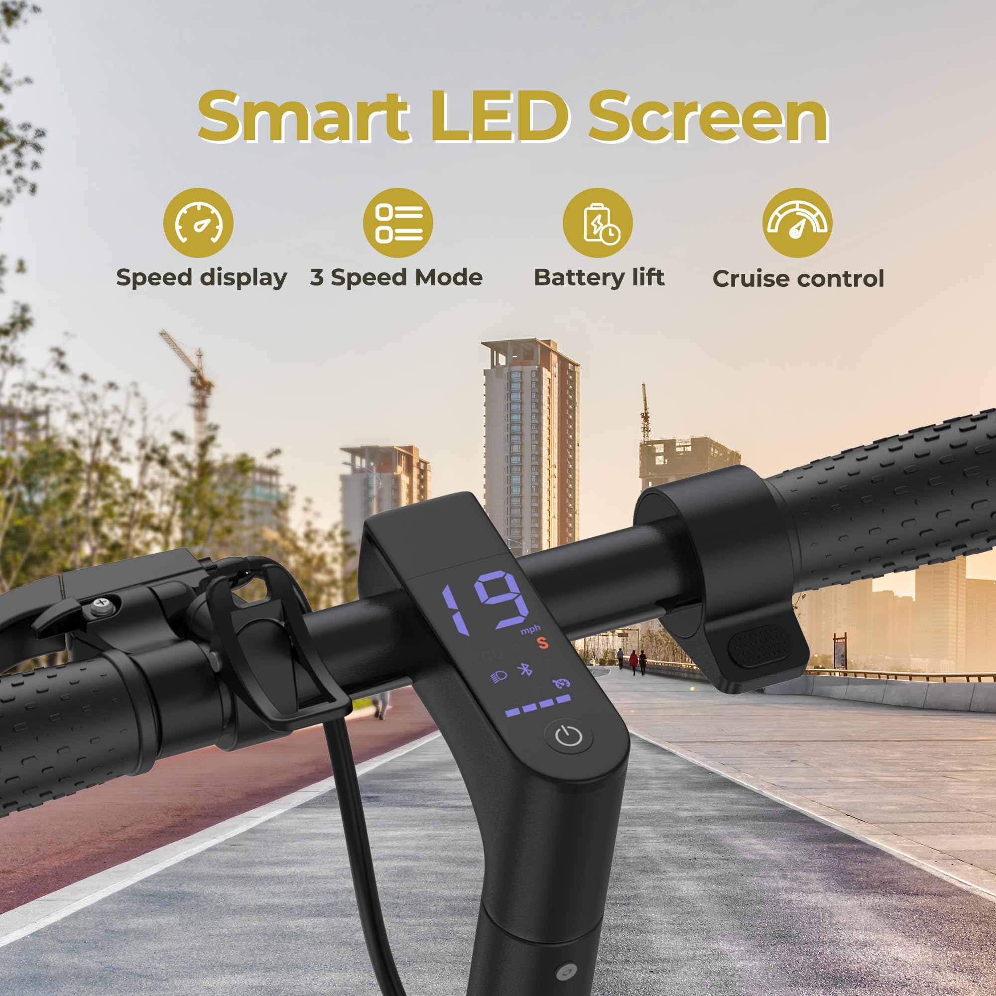 Riceel Electric Scooter, Max Speed 25 km/h, Max Range 20/30Km, 8.5" Solid Tire