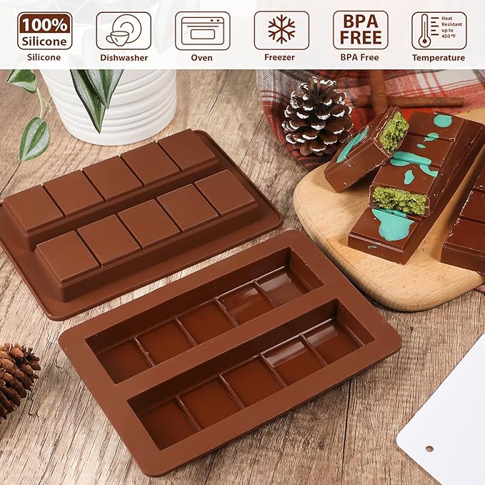 Small Dubai Deep Chocolate Bar Molds 2 Pack Deep with Scraper