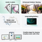 Samsung Galaxy Tab S9 FE+ Tablet with S Pen, 128GB, Long-lasting Battery