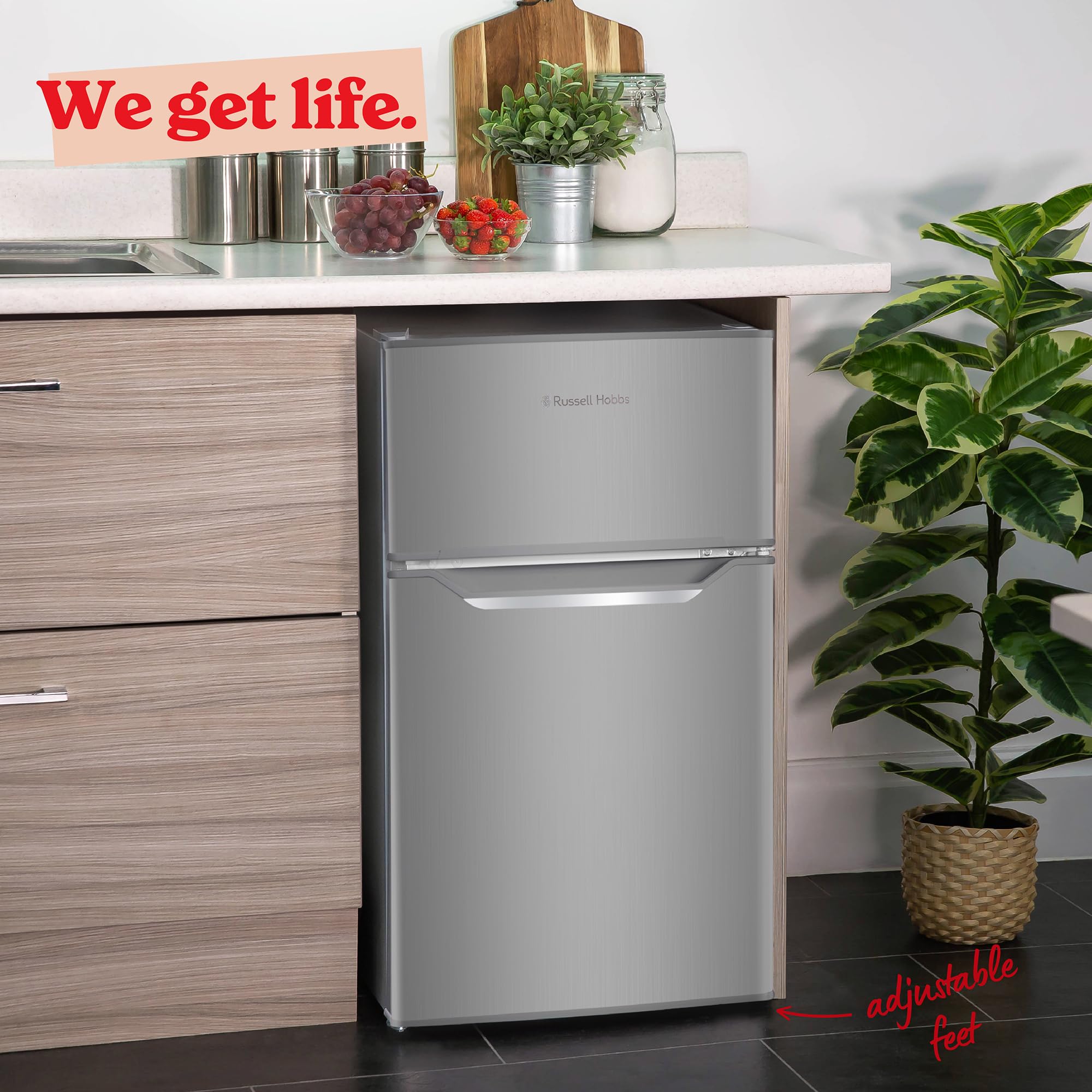 Russell Hobbs Undercounter Fridge Freezer 48cm Wide 85 Litre Total Capacity 61L/24L, LED Light