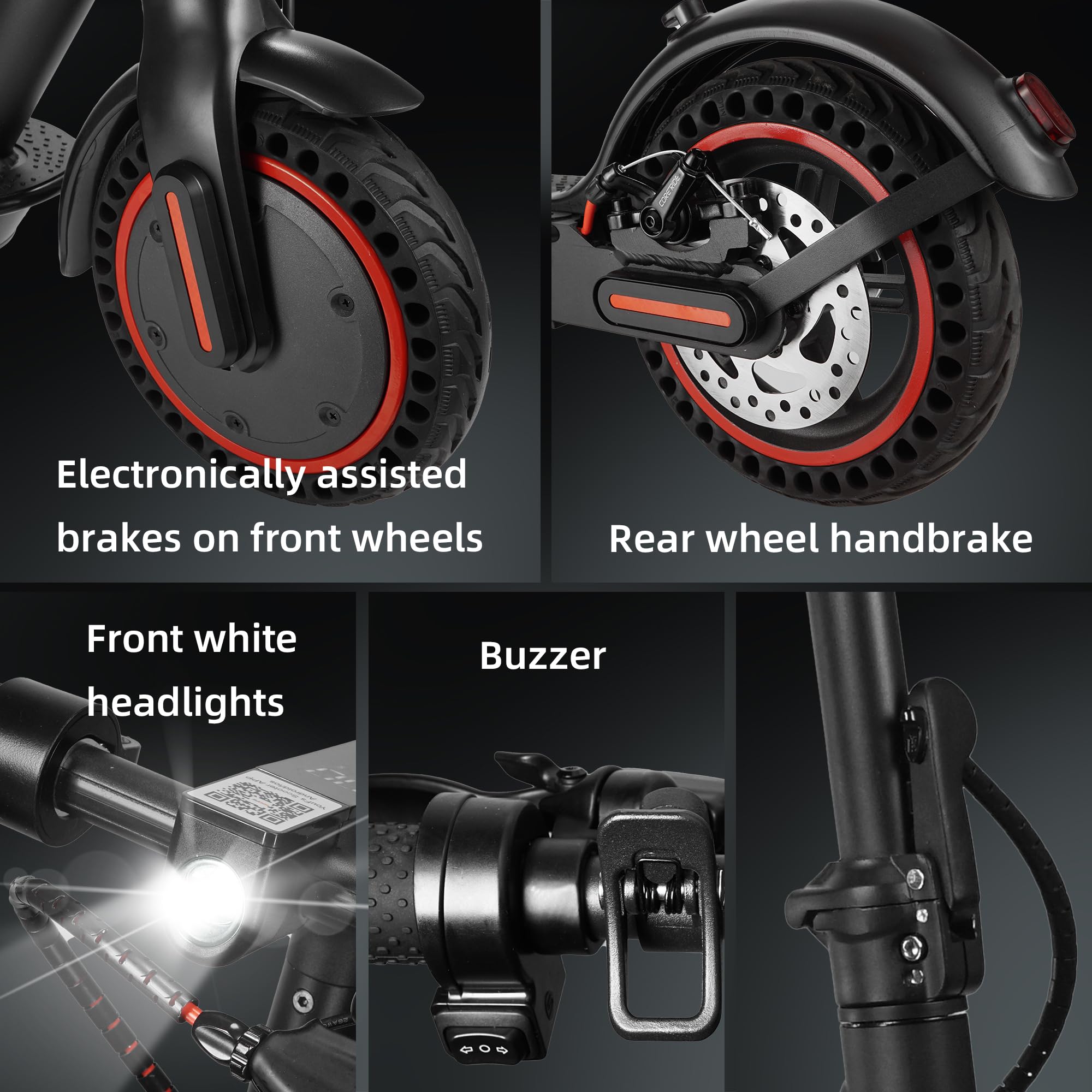 LOFIR 8.5" Aluminum Alloy Folding Electric Scooter Connectivity App Legal for Road Including Lock Function Load