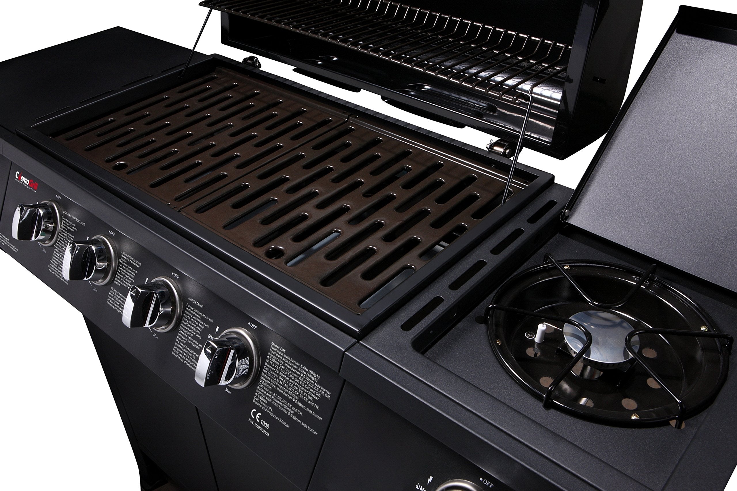 CosmoGrill Original 5 Gas Burner 4+1 Garden Grill, Steel Warming Rack, Side-Burner
