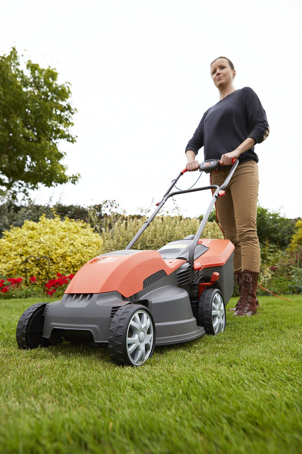 Flymo Speedi-Mo 360C Electric Wheeled Lawn Mower, 1500 W, Cutting Width 36 cm, Orange/black