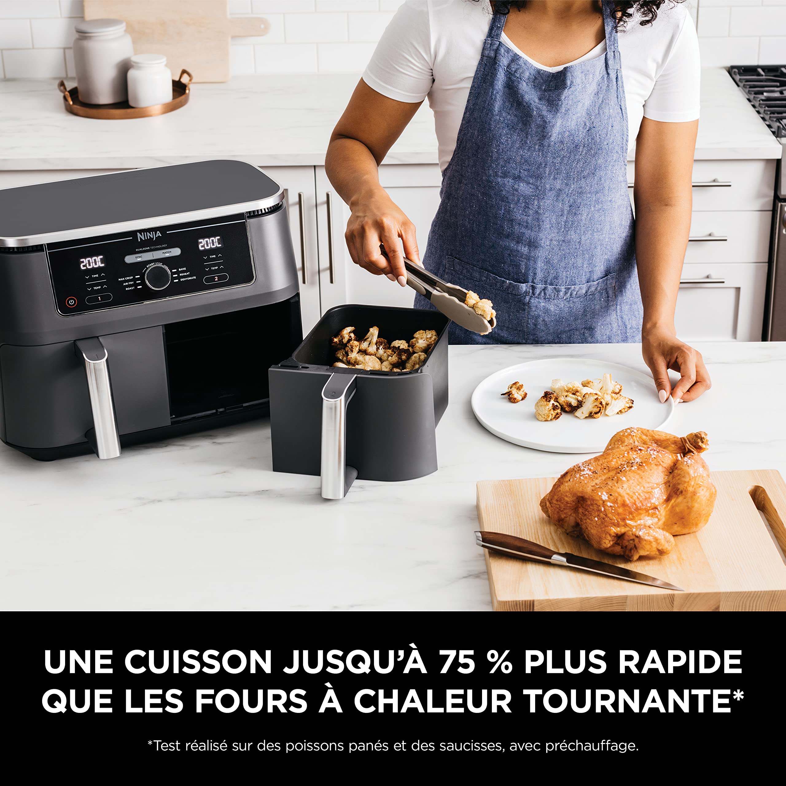 Ninja Foodi MAX Dual Zone Hot Air Fryer [AF400EU] 9.5 L Capacity, 2 Compartments