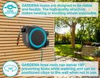 GARDENA (18630) Retractable Garden Hose Reel 115' ft, Wall Mounted